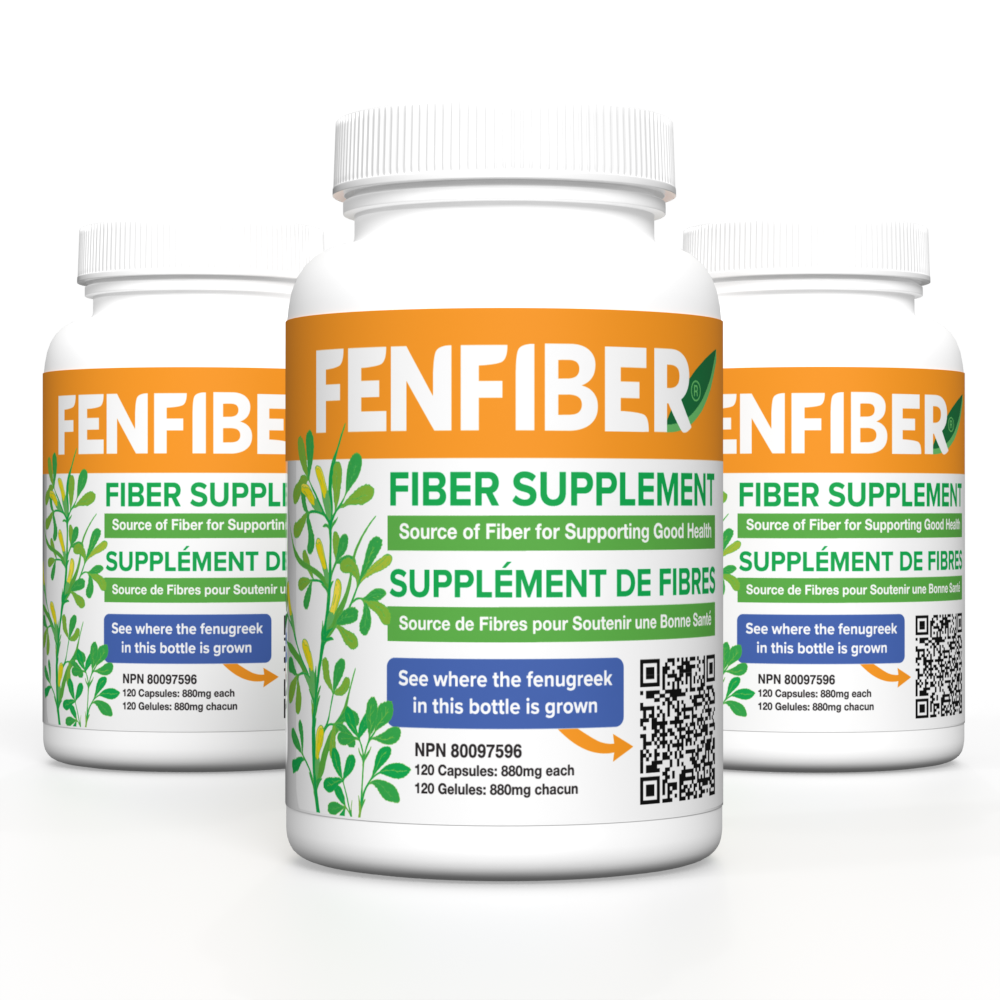 Fenfiber Fenugreek Fiber Supplement for Heartburn | Three Fenfiber Bottles
